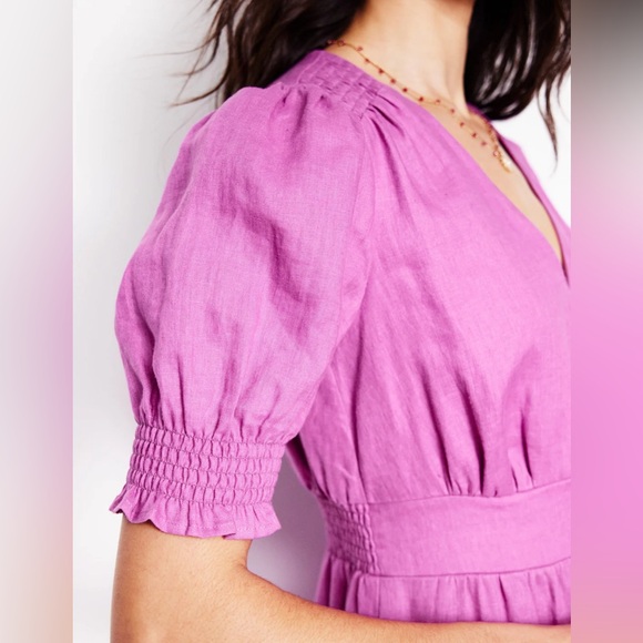 NWT Boden Anna Linen Tiered Midi Dress Purple 12R - Picture 3 of 4